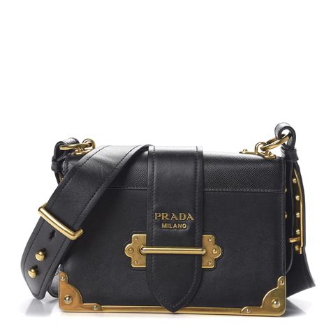 prada cahier studded chain black|PRADA City Calf Saffiano Studded Laser Cut Cahier Bag Black .